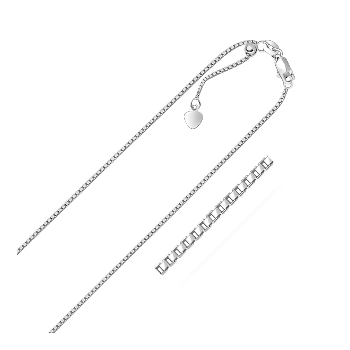 14k White Gold Adjustable Box Chain