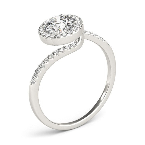 14k White Gold Halo Design Bypass Round Diamond Engagement Ring (5/8 cttw) RCJ Rings  CELESTIA LUXE JEWELLERS