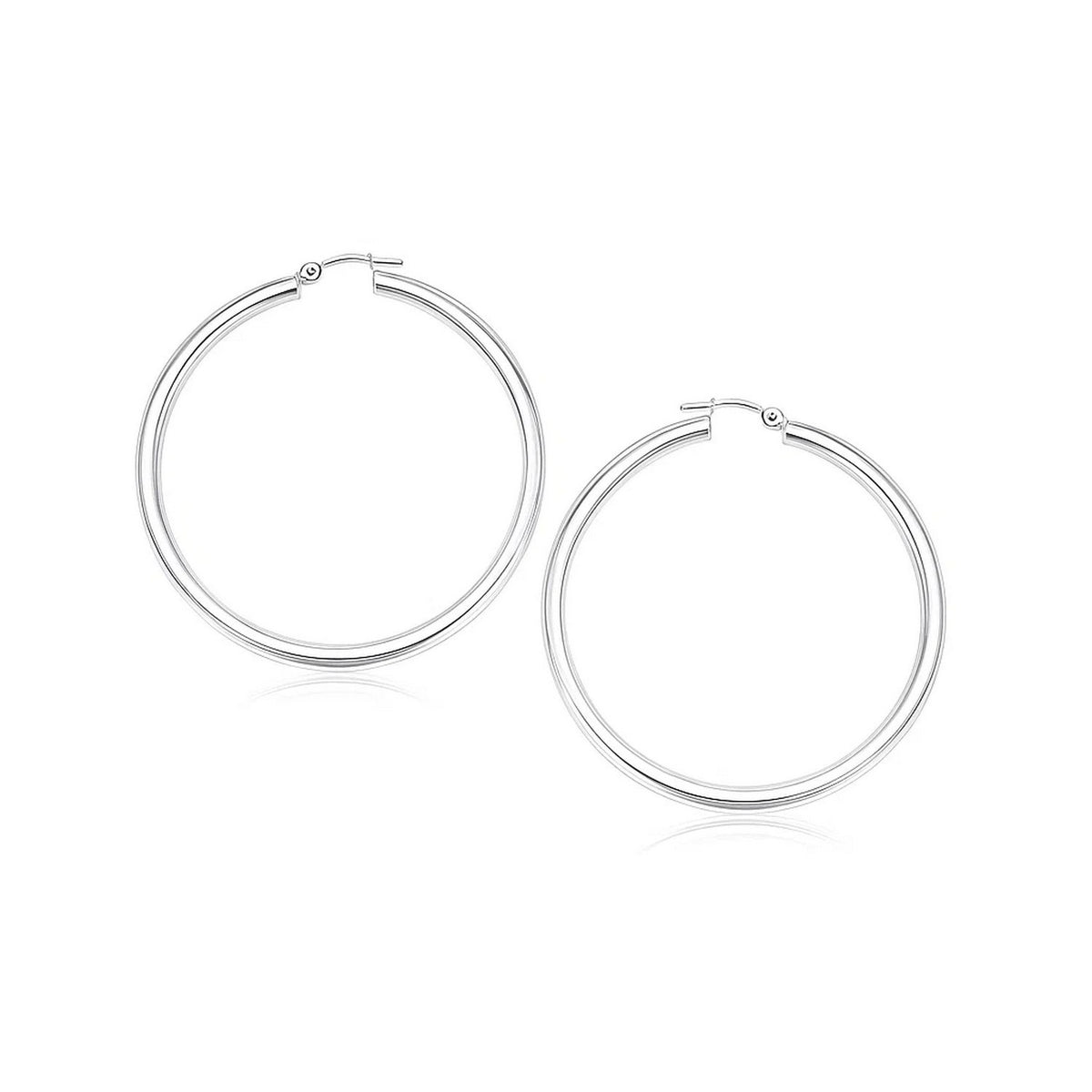 14k White Gold Polished Hoop Earrings