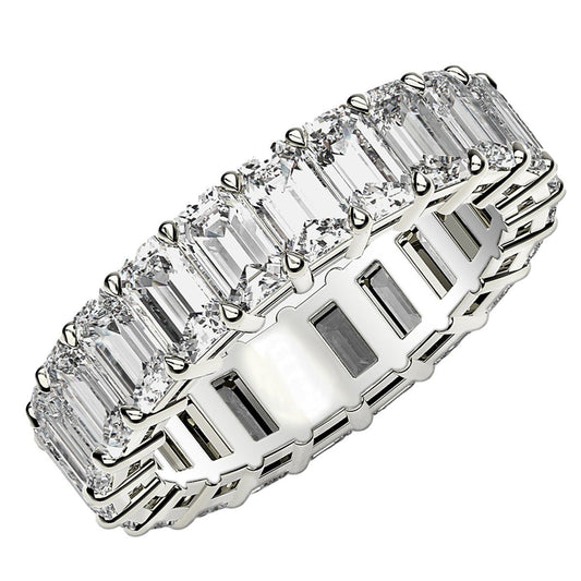 Emerald Cut Lab Grown Diamond Eternity Ring in 14k White Gold (5 cttw FG/VS2) RCJ Rings  CELESTIA LUXE JEWELLERS