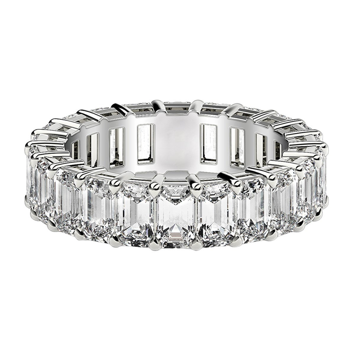 Emerald Cut Lab Grown Diamond Eternity Ring in 14k White Gold (5 cttw FG/VS2) RCJ Rings  CELESTIA LUXE JEWELLERS