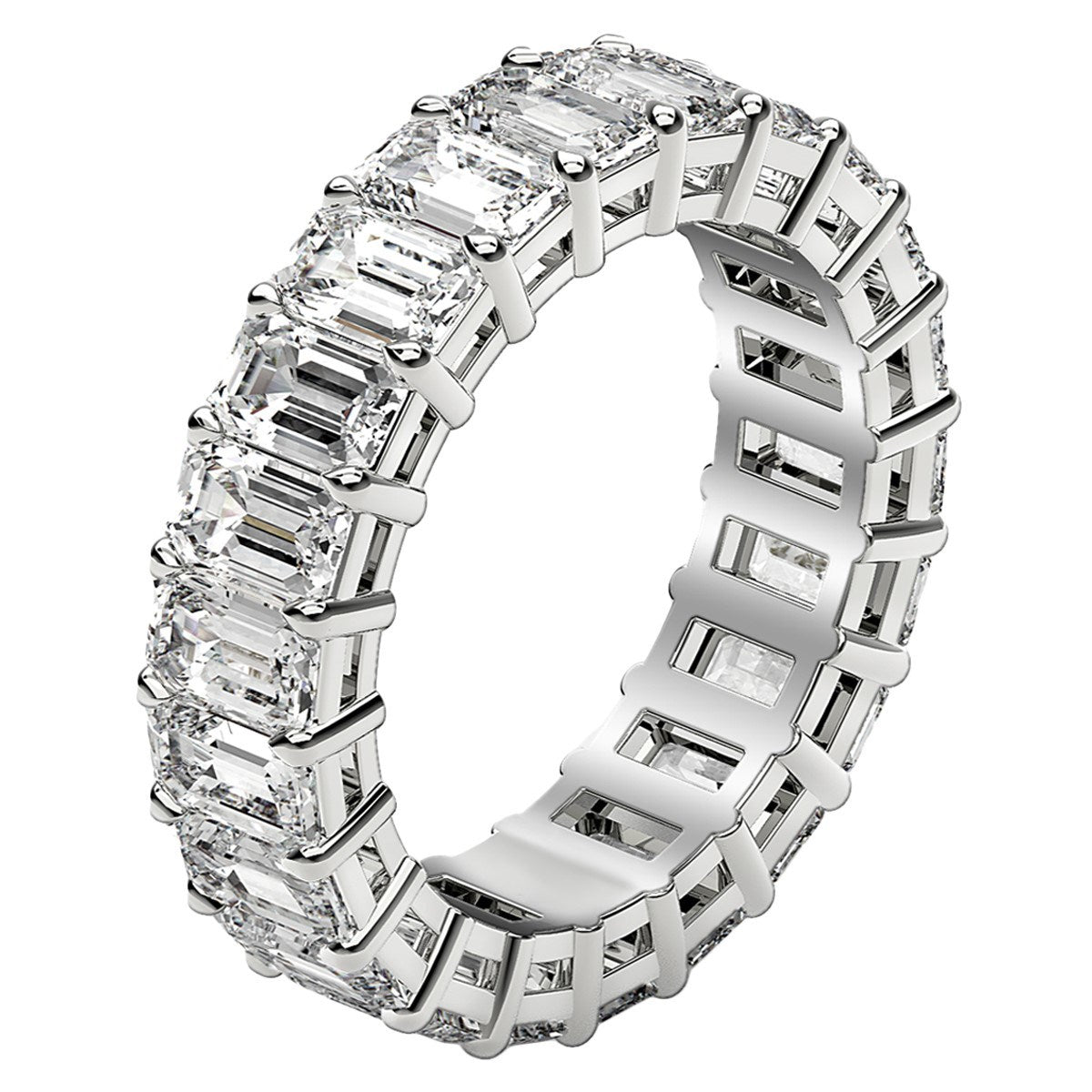Emerald Cut Lab Grown Diamond Eternity Ring in 14k White Gold (5 cttw FG/VS2) RCJ Rings  CELESTIA LUXE JEWELLERS