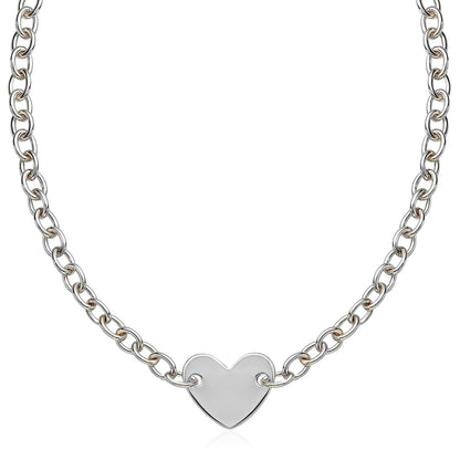 Sterling Silver Rhodium Plated Chain Bracelet with a Flat Heart Motif Station RCJ Necklaces  CELESTIA LUXE JEWELLERS