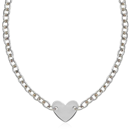 Sterling Silver Rhodium Plated Chain Bracelet with a Flat Heart Motif Station RCJ Necklaces  CELESTIA LUXE JEWELLERS