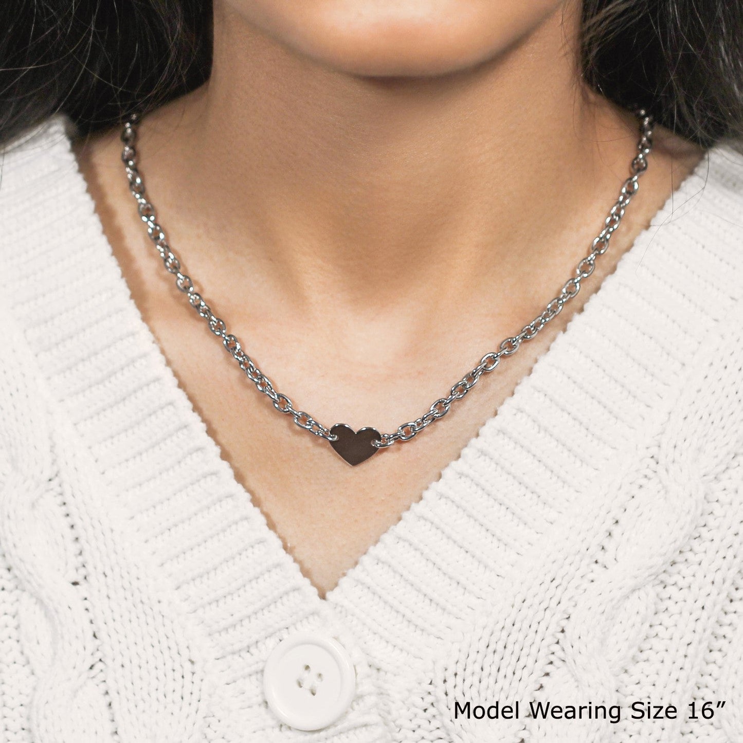 Sterling Silver Rhodium Plated Chain Bracelet with a Flat Heart Motif Station RCJ Necklaces  CELESTIA LUXE JEWELLERS