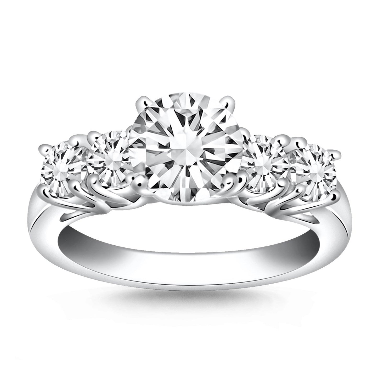 14k White Gold Five Stone Diamond Trellis Engagement Ring RCJ Rings  CELESTIA LUXE JEWELLERS