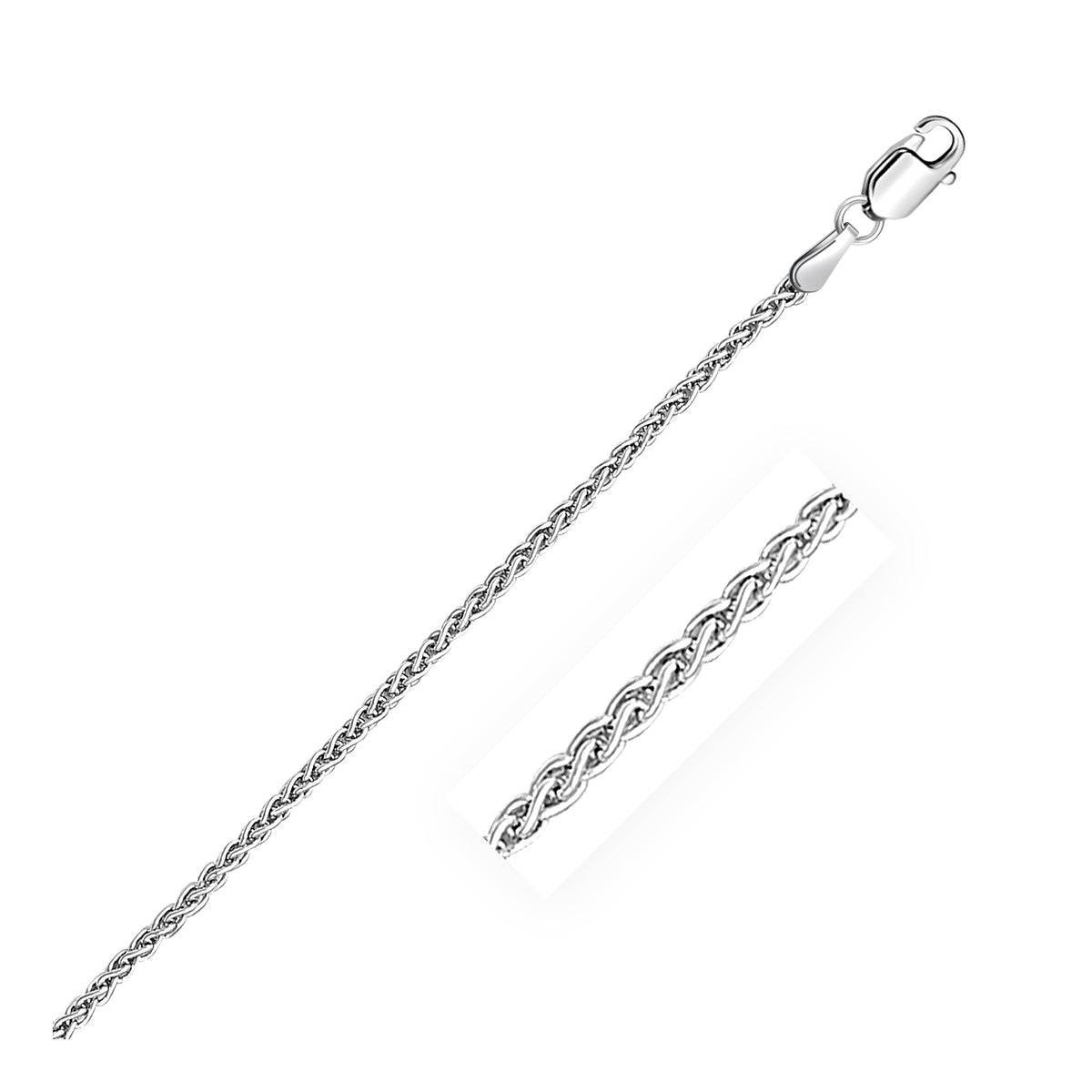14k White Gold Round Wheat Chain