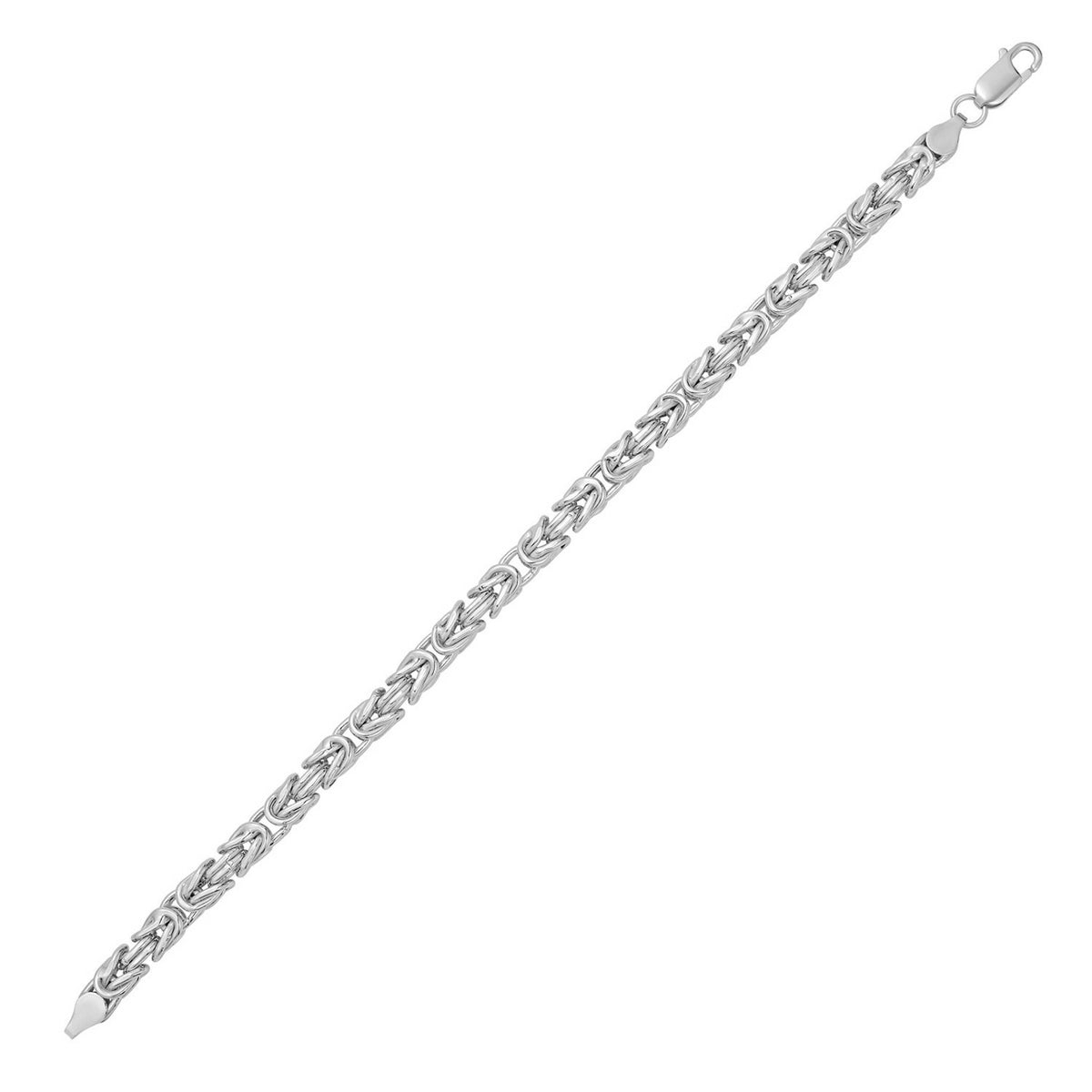 Sterling Silver Rhodium Plated Lite Square Byzantine Chain