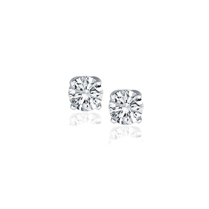 14k White Gold Diamond Four Prong Stud Earrings ()