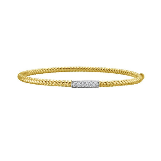 14K TwoTone Gold With Diamond Italian Cable Bracelet