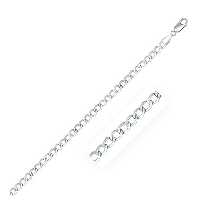 Rhodium Plated 3.7mm Sterling Silver Curb Style Chain (3.70 mm) RCJ Chains  CELESTIA LUXE JEWELLERS