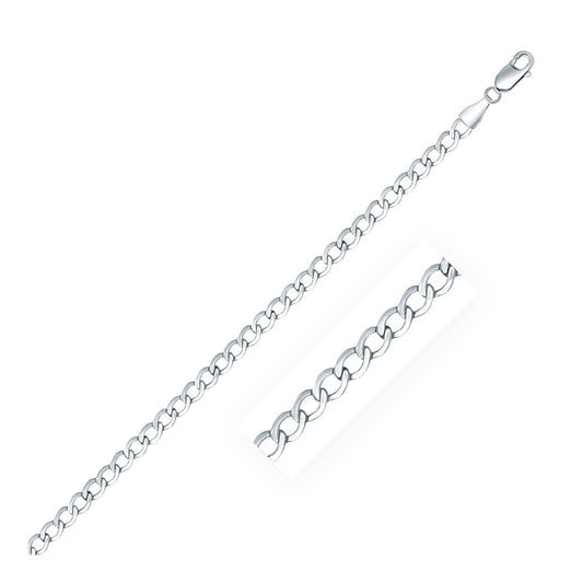 Rhodium Plated 3.7mm Sterling Silver Curb Style Chain (3.70 mm) RCJ Chains  CELESTIA LUXE JEWELLERS