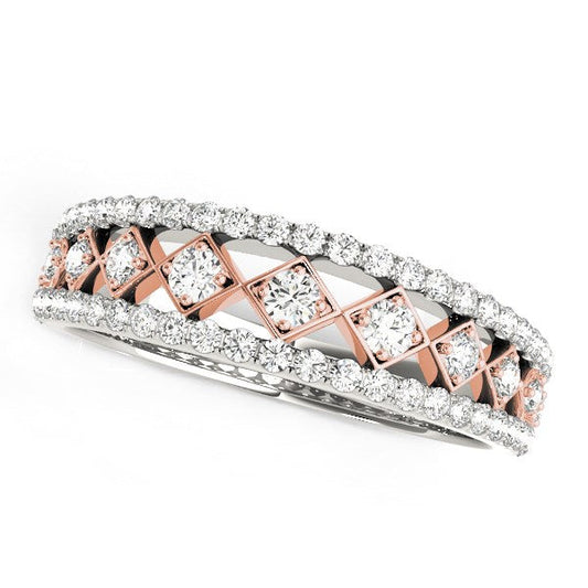 14k White And Rose Gold Diamond Band (3/8 cttw) RCJ Rings  CELESTIA LUXE JEWELLERS