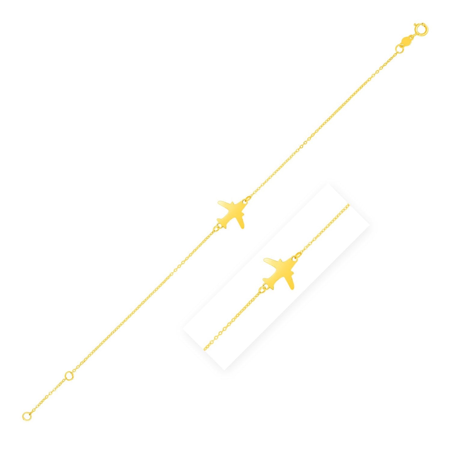14K Yellow Gold Airplane Bracelet (1.00 mm) RCJ Bracelets  CELESTIA LUXE JEWELLERS