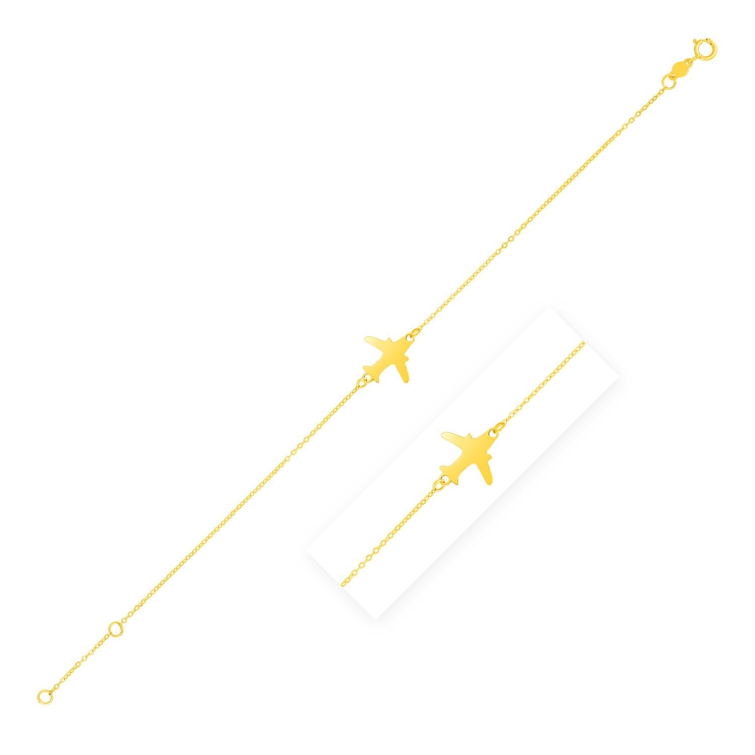 14K Yellow Gold Airplane Bracelet (1.00 mm) RCJ Bracelets  CELESTIA LUXE JEWELLERS