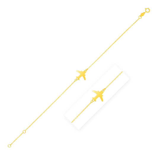 14K Yellow Gold Airplane Bracelet (1.00 mm) RCJ Bracelets  CELESTIA LUXE JEWELLERS