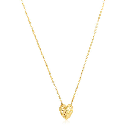 14k Yellow Gold High Polish Scribbles Heart Necklace RCJ Necklaces  CELESTIA LUXE JEWELLERS