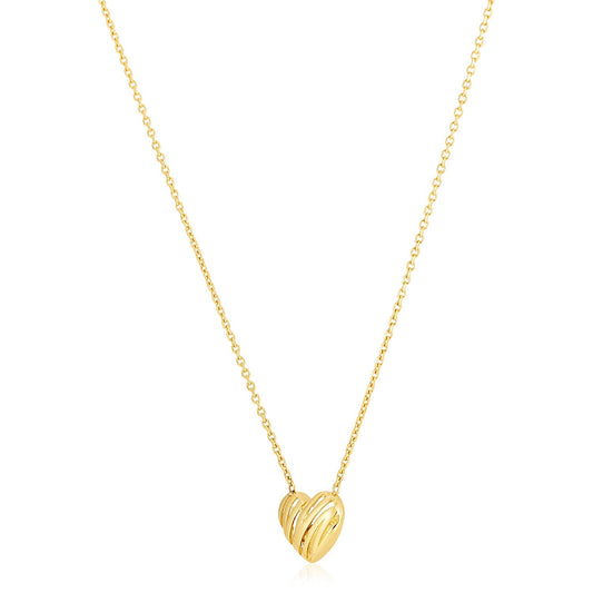 14k Yellow Gold High Polish Scribbles Heart Necklace RCJ Necklaces  CELESTIA LUXE JEWELLERS