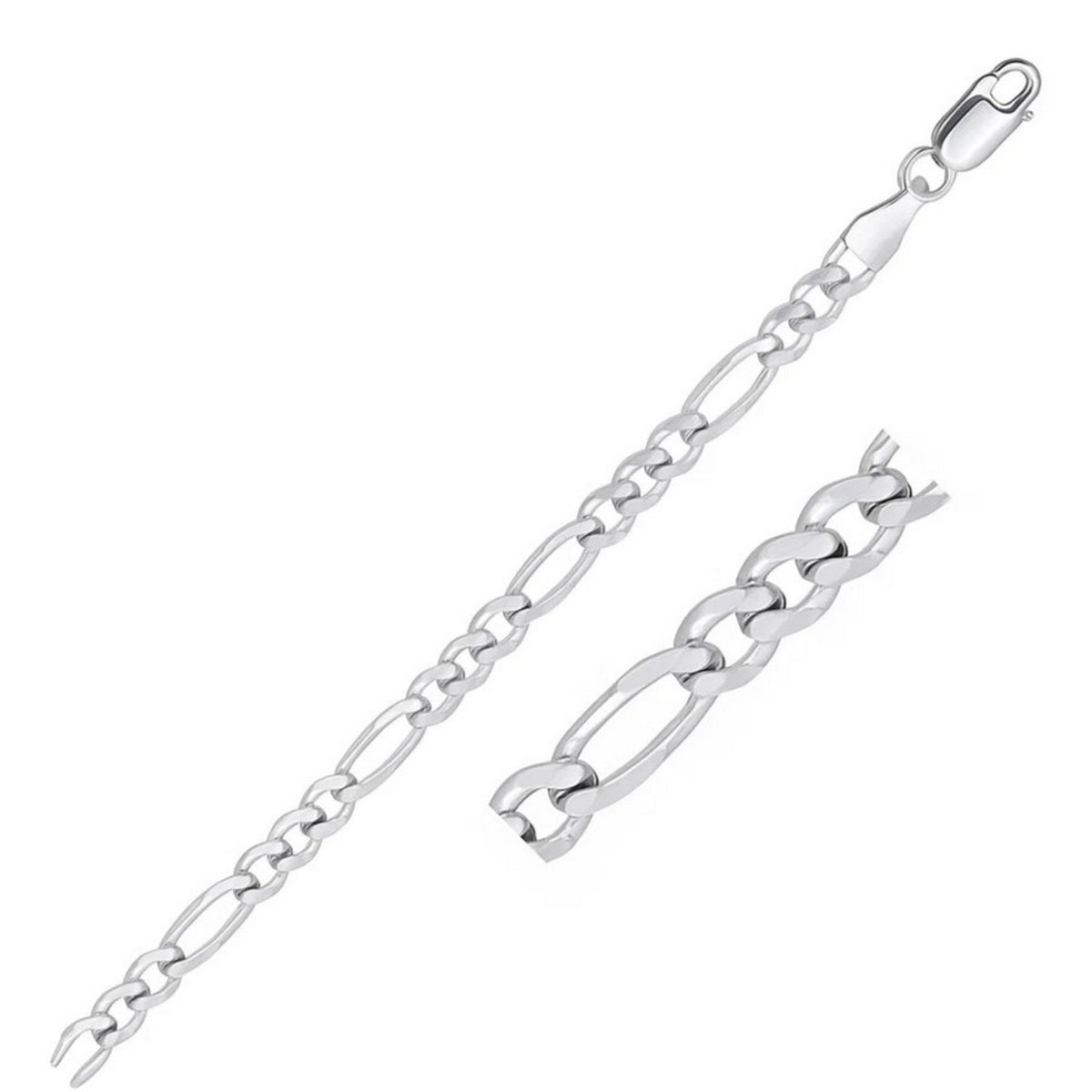 14k White Gold Solid Figaro Chain