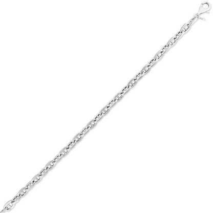Sterling Silver Rhodium Plated Puffed Mariner Chain