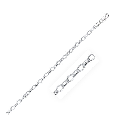 14k White Gold Oval Rolo Chain