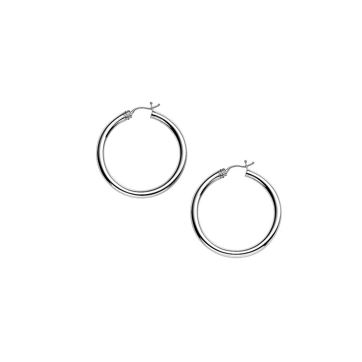 14k White Gold Polished Hoop Earrings