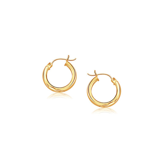 14k Yellow Gold Hoop Earring with Diamond-Cut Finish — CELESTIA LUXE JEWELLERS