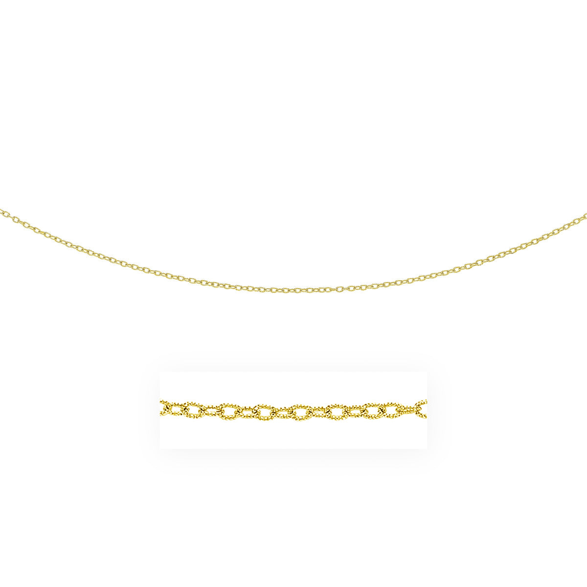 14k Yellow Gold Pendant Chain with Textured Links
