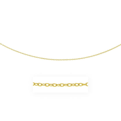 14k Yellow Gold Pendant Chain with Textured Links