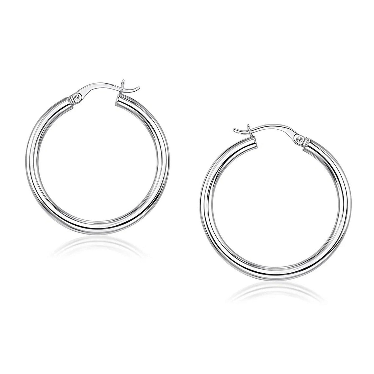 14k White Gold Polished Hoop Earrings