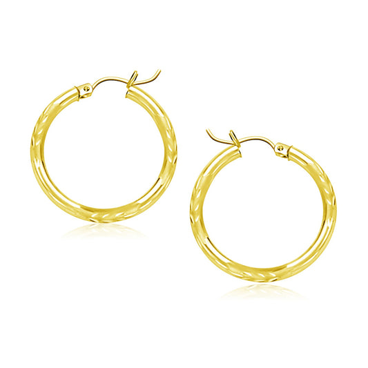 14K Yellow Gold Diamond Cut Hoop Earrings — CELESTIA LUXE JEWELLERS