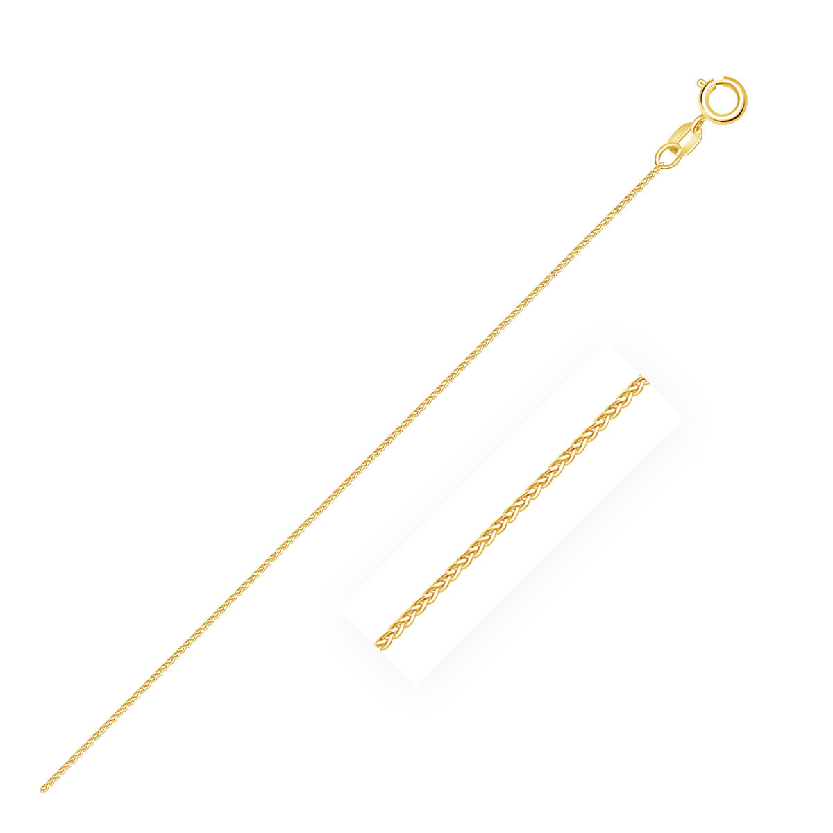 14k Yellow Gold Diamond Cut Round Wheat Chain