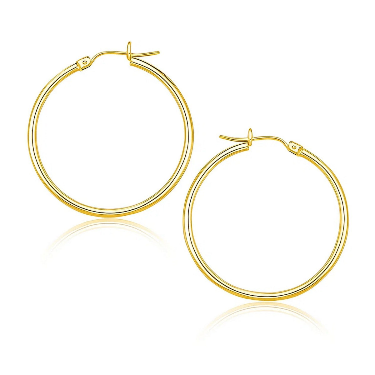 14k Yellow Gold Polished Hoop Earrings