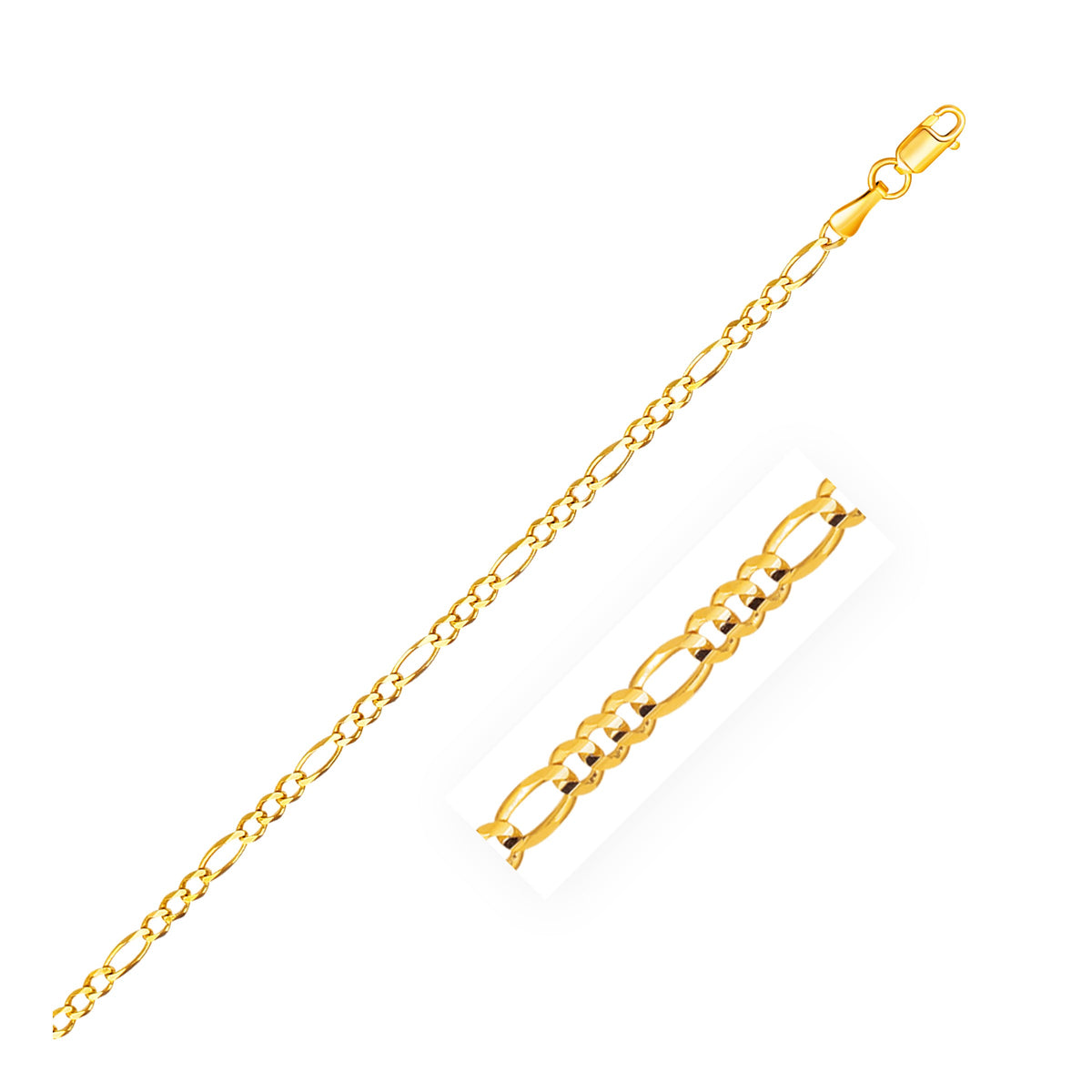 14k Yellow Gold Solid Figaro Bracelet