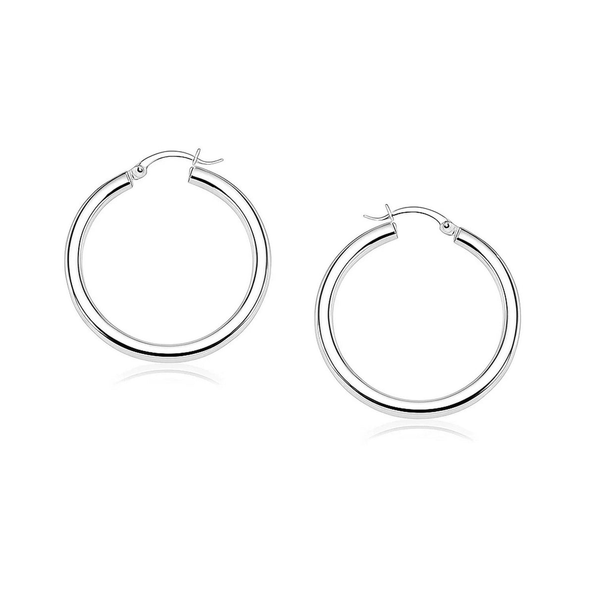 14k White Gold Polished Hoop Earrings