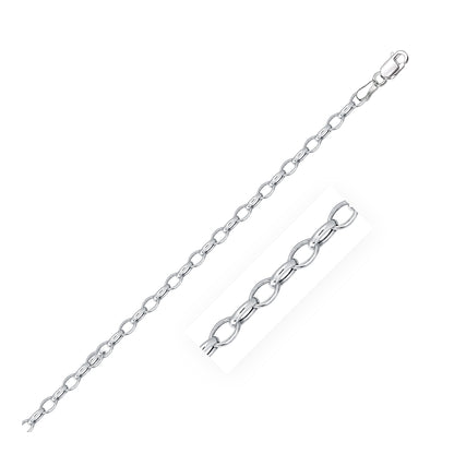 14k White Gold Oval Rolo Bracelet