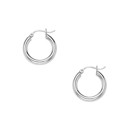 14k White Gold Polished Hoop Earrings