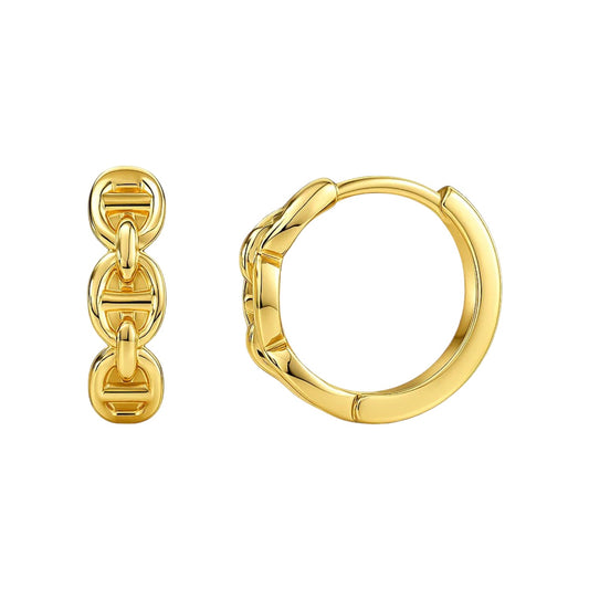 Mariner Oval Huggies — 14K Yellow Gold