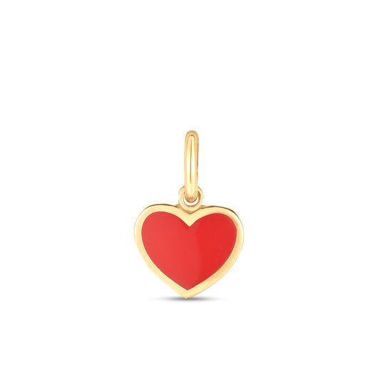Cœur Rouge Mini Charm — 14K Yellow Gold, Red Enamel