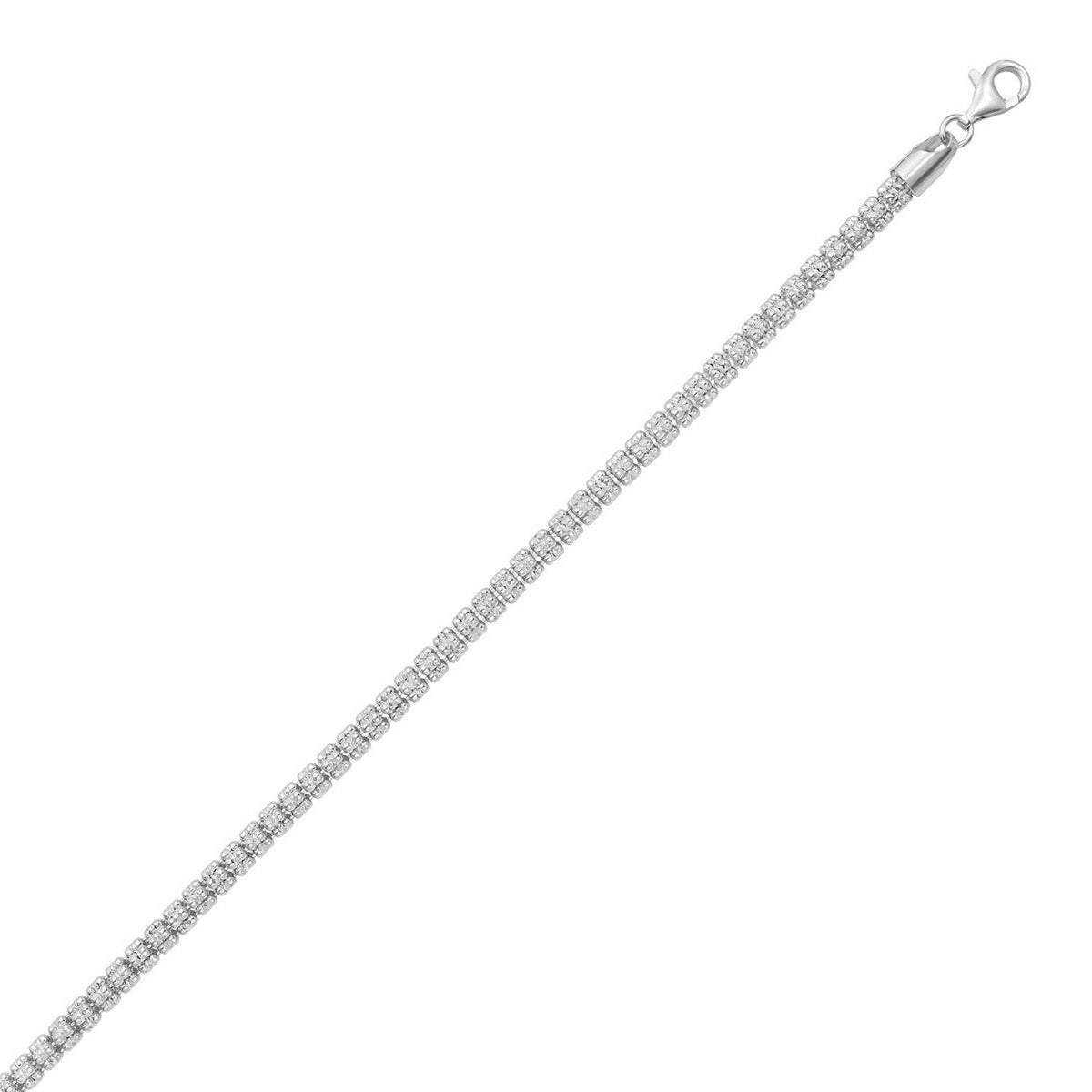 Sterling Silver Rhodium Plated Ice Barrel Chain
