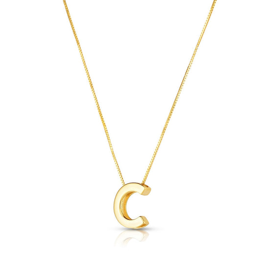 14K Yellow Gold Yours Truly Block Letter Initial C Necklace