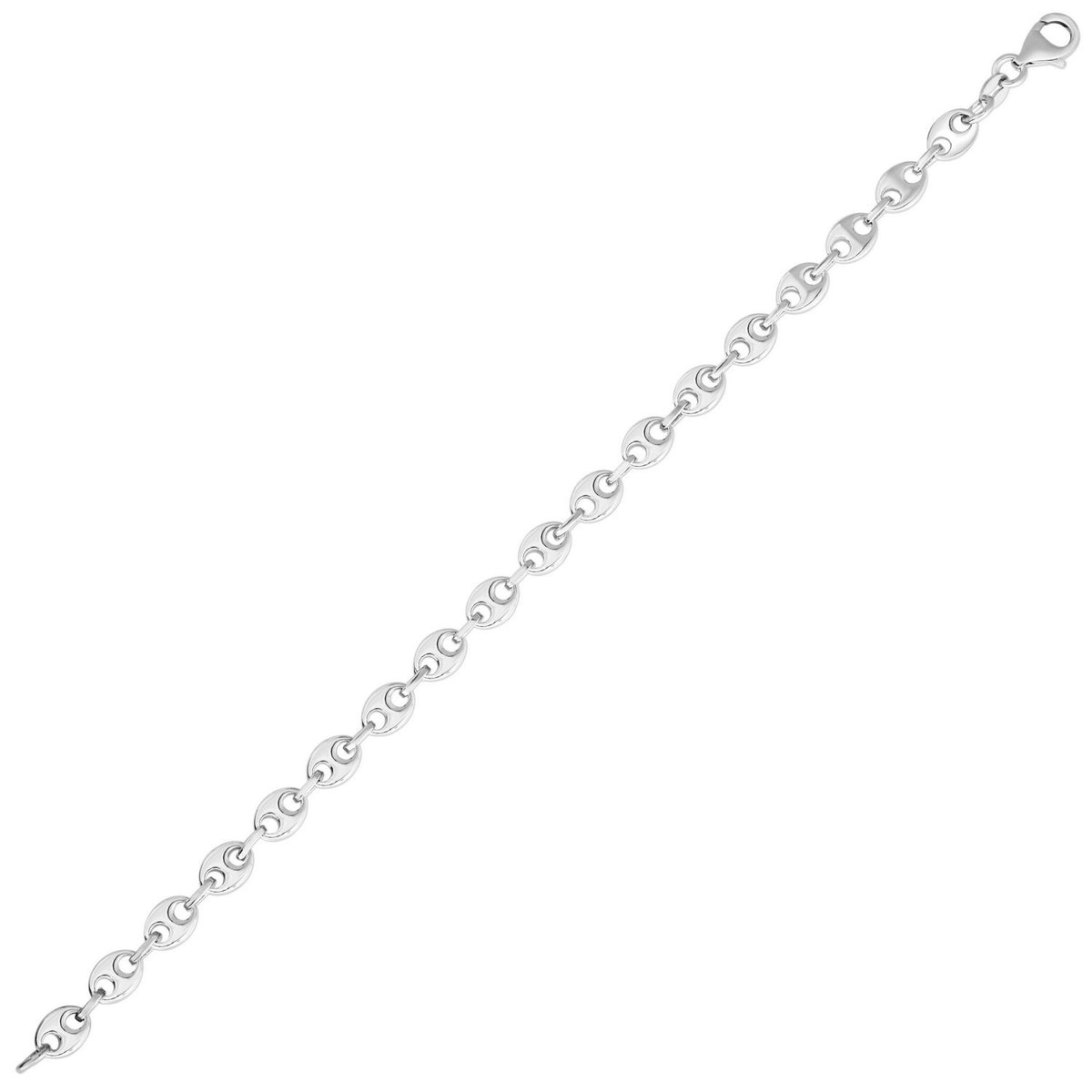 Sterling Silver Rhodium Plated Puffed Mariner Bracelet