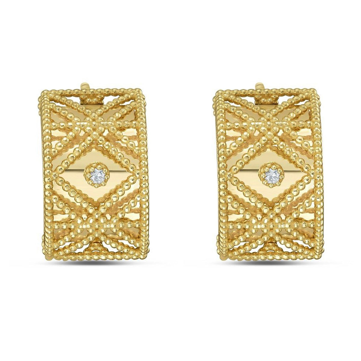 14K Yellow Gold Diamond Vannerie Earrings