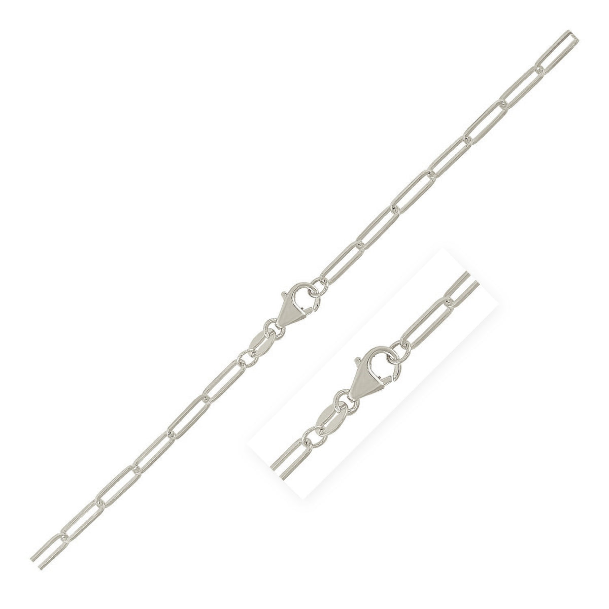 Sterling Silver Rhodium Plated Paperclip Anklet