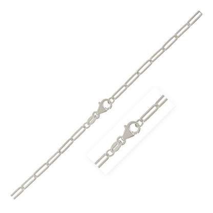 Sterling Silver Rhodium Plated Paperclip Anklet