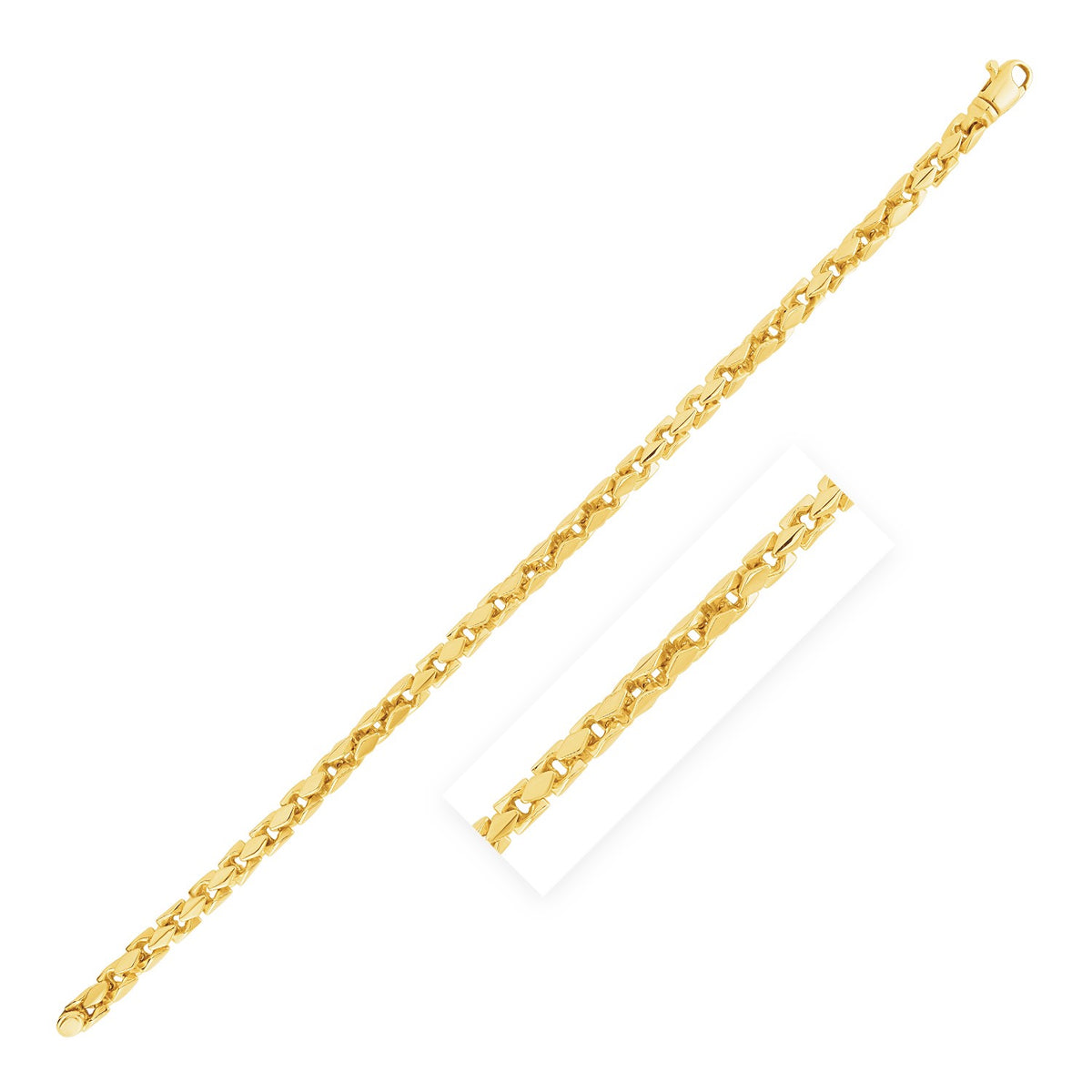 14k Yellow Gold High Polish Mens Fancy Box Bracelet