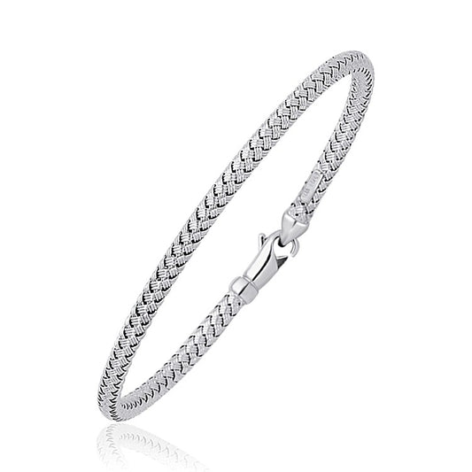 Fancy Weave Bangle in 14k White Gold