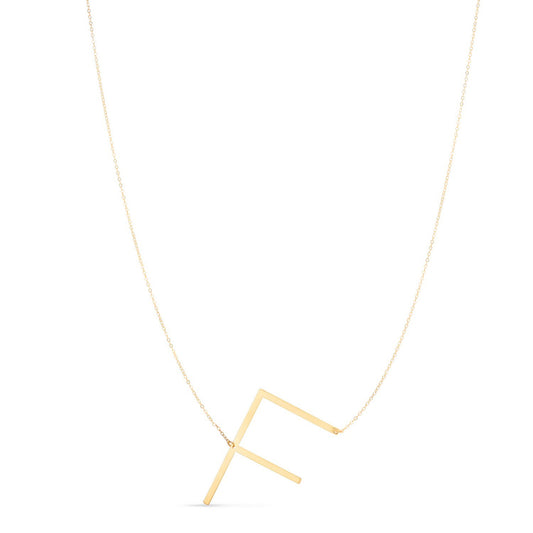 14K Yellow Gold Yours Truly Large Initial F Necklace