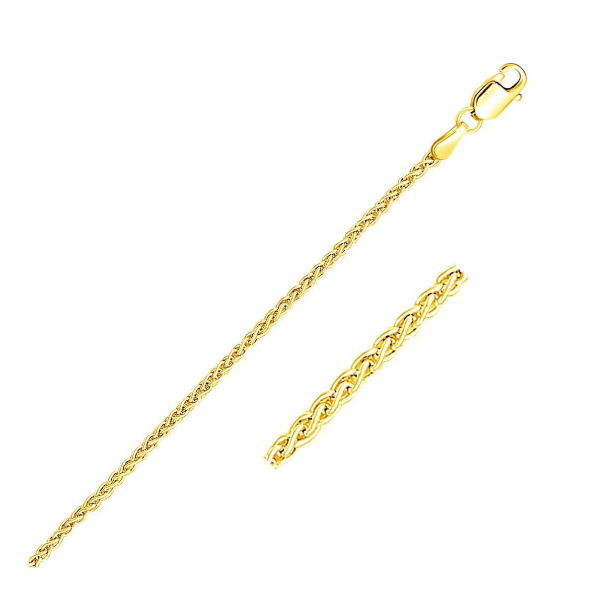 14k Yellow Gold Round Wheat Chain