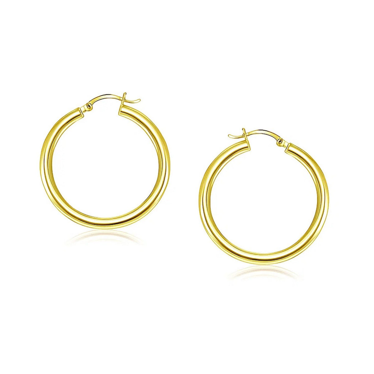 14k Yellow Gold Polished Hoop Earrings